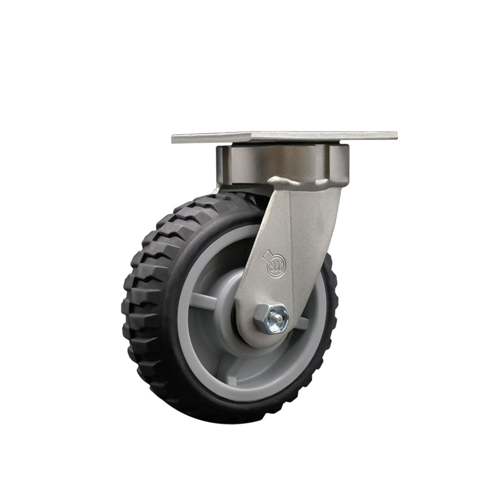 Heavy Duty Kingpinless Swivel Top Plate Caster with 6 Inch MudderTuffer Thermoplastic Rubber Wheel and Ball Bearings - 600 lbs. Capacity/Caster - Service Caster Brand — photo 1