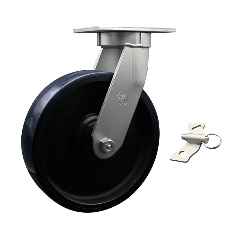 12 Inch Swivel Top Plate Extra Heavy Duty Caster with Blue Poly on Cast Iron Wheel and Bolt on Swivel Lock-Heavy Duty Caster Wheel-Industrial Caster- 3,500 lbs. Capacity/Caster - Service Caster Brand — photo 1