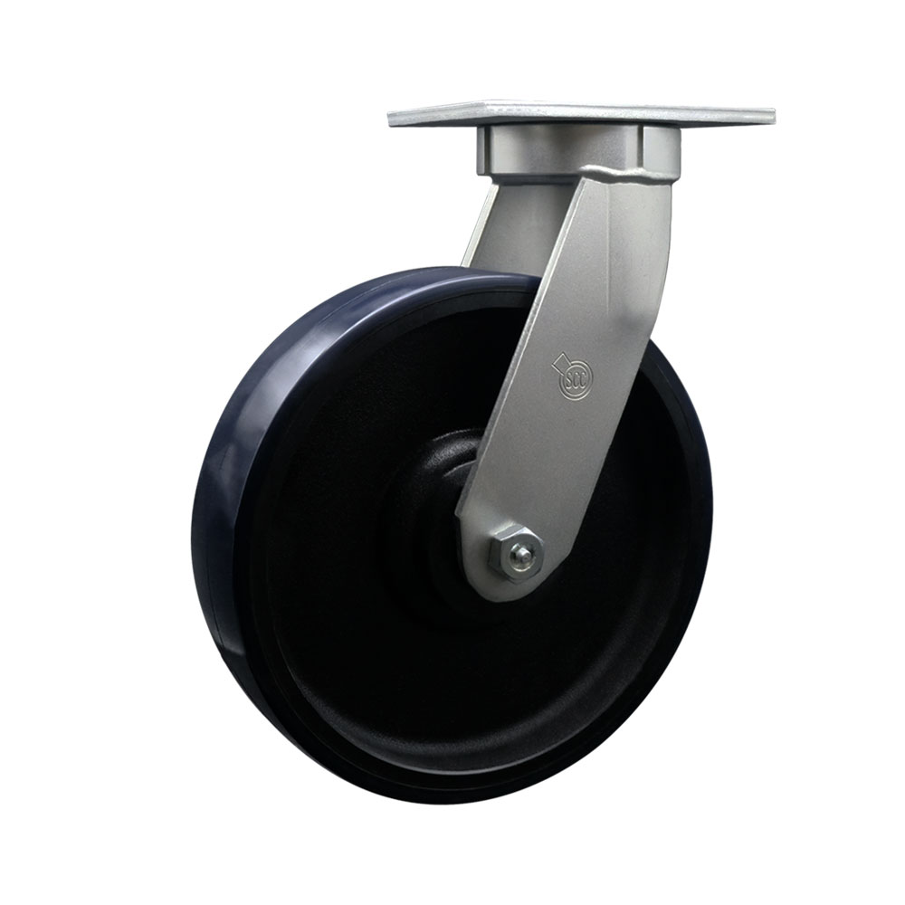 12 Inch Swivel Top Plate Extra Heavy Duty Caster with Blue Polyurethane on Cast Iron Wheel - Heavy Duty Caster Wheel - Industrial Caster - 3,500 lbs. Capacity/Caster - Service Caster Brand — photo 1