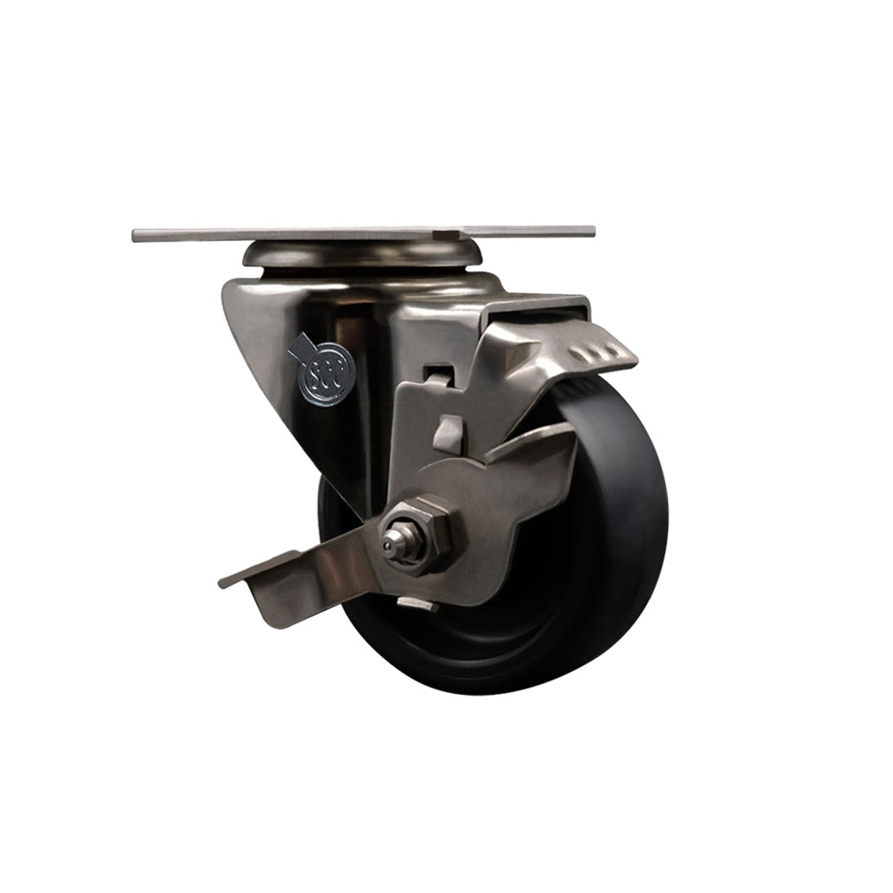Service Caster Brand Replacement Caster for McMaster Carr Caster 8359T231 - Stainless Steel Swivel Top Plate Caster with 3 Inch Polyolefin Wheel and Top Locking Brake - 300 lbs. Capacity/Caster — photo 1