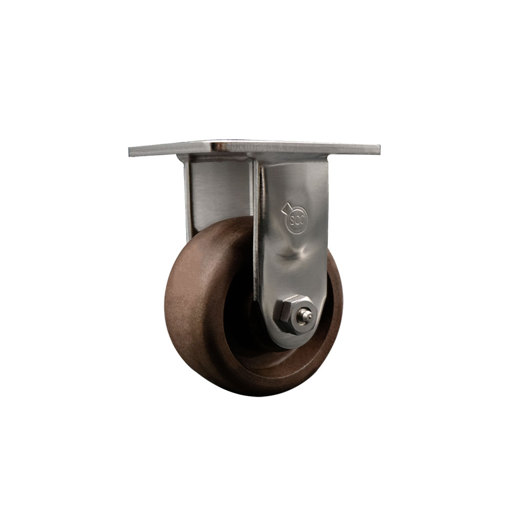 Stainless Steel Heavy Duty Rigid Top Plate Caster with 4 Inch High Temperature Glass Filled Nylon Wheel - 600 lbs. Capacity/Caster - Service Caster Brand — photo 1