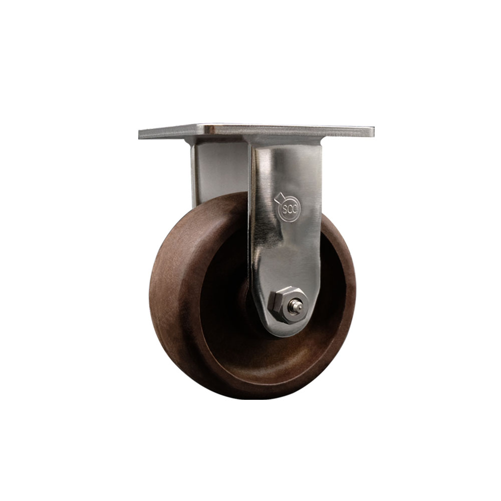 Stainless Steel Heavy Duty Rigid Top Plate Caster with 5 Inch High Temperature Glass Filled Nylon Wheel - 1,000 lbs. Capacity/Caster - Service Caster Brand — photo 1