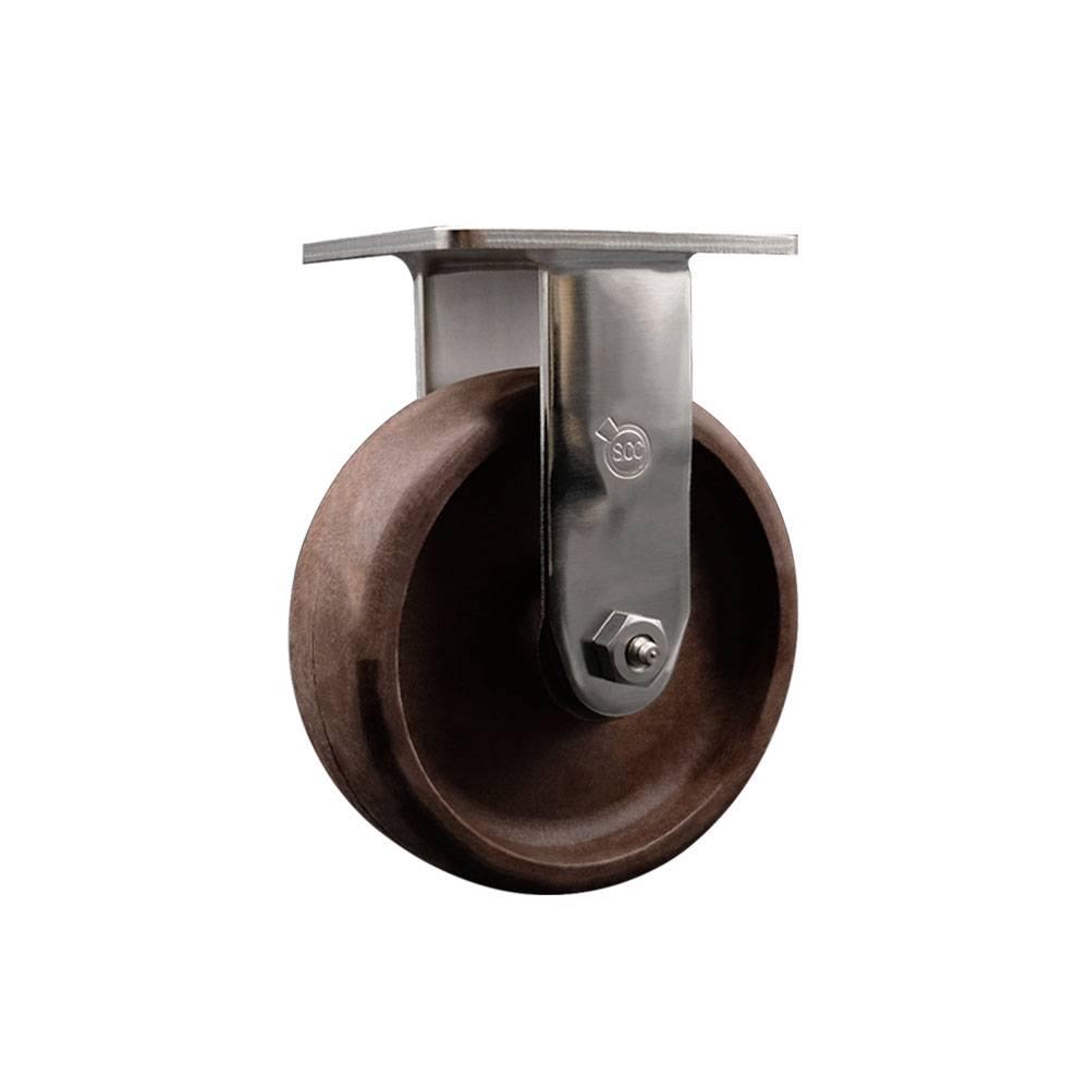 Stainless Steel Heavy Duty Rigid Top Plate Caster with 6 Inch High Temperature Glass Filled Nylon Wheel - 1,100 lbs. Capacity/Caster - Service Caster Brand — photo 1