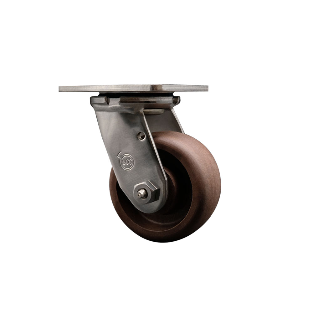 Stainless Steel Heavy Duty Swivel Top Plate Caster with 4 Inch High Temperature Glass Filled Nylon Wheel - 600 lbs. Capacity/Caster - Service Caster Brand — photo 1