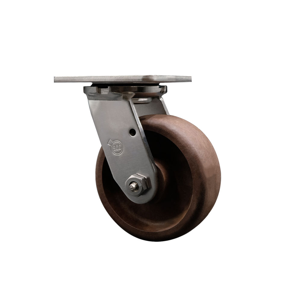 Stainless Steel Heavy Duty Swivel Top Plate Caster with 5 Inch High Temperature Glass Filled Nylon Wheel - 1,000 lbs. Capacity/Caster - Service Caster Brand — photo 1