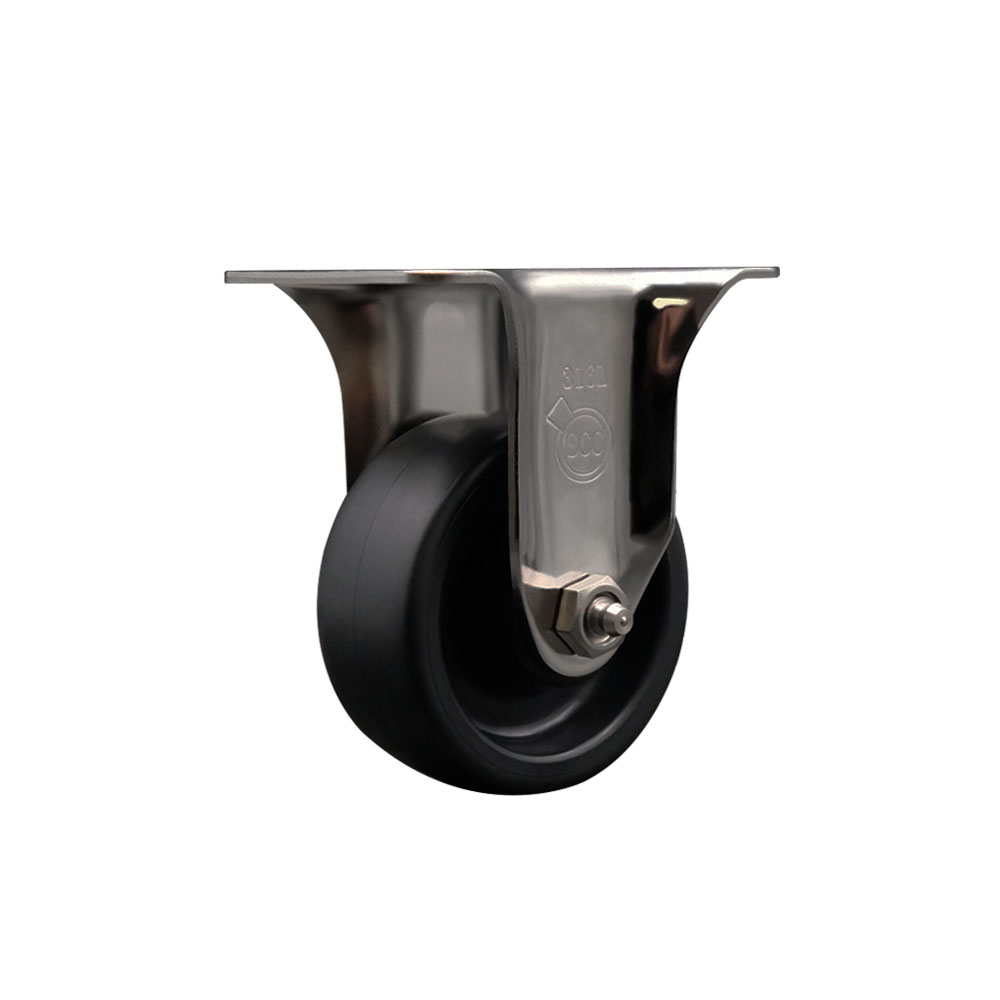 Polyolefin Rigid Top Plate Caster Wheel with 3 Inch Black Wheel - 316 Stainless Steel Caster - 300 lbs. Capacity Per Caster - Service Caster Brand — photo 1