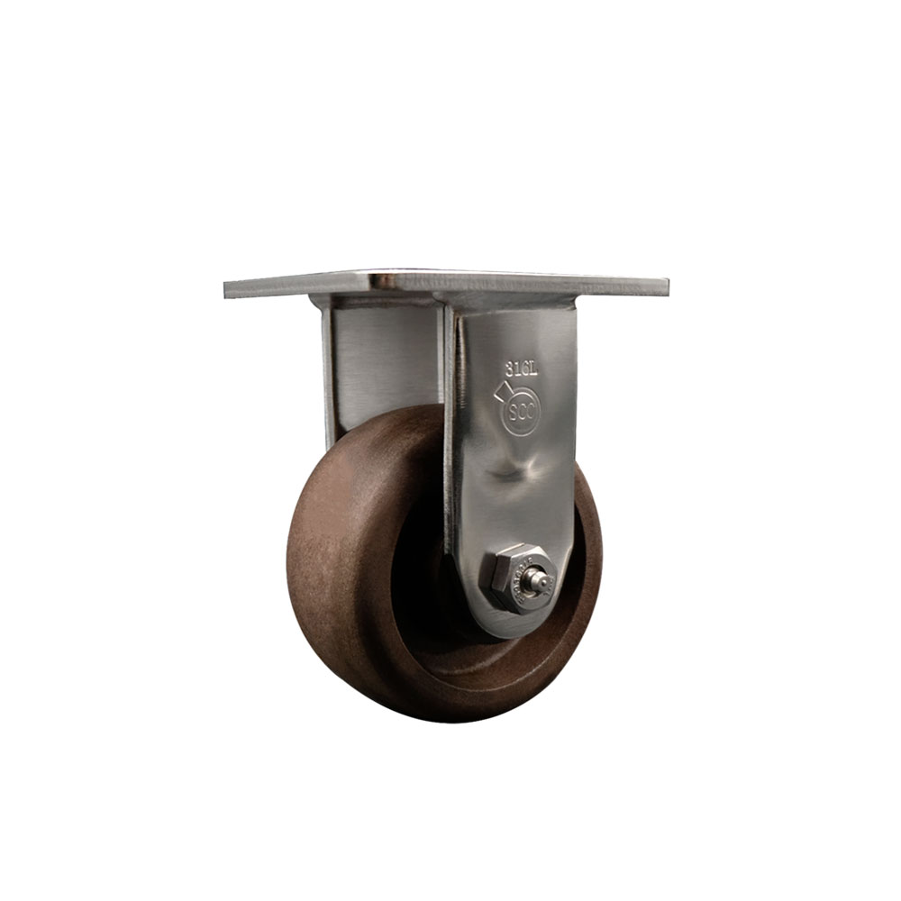 316 Stainless Steel Heavy Duty Rigid Top Plate Caster with 4 Inch High Temperature Glass Filled Nylon Wheel - 600 lbs. Capacity/Caster - Service Caster Brand — photo 1