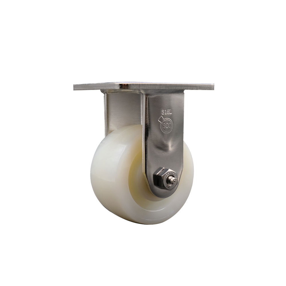 316 Stainless Steel Heavy Duty Rigid Top Plate Caster with 4 Inch Nylon Wheel and Delrin Bearings - 800 lbs. Capacity/Caster - Service Caster Brand — photo 1