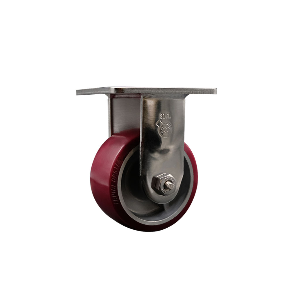 316 Stainless Steel Heavy Duty Rigid Top Plate Caster with 4 Inch Polyurethane on Aluminum Wheel - 700 lbs. Capacity/Caster - Service Caster Brand — photo 1
