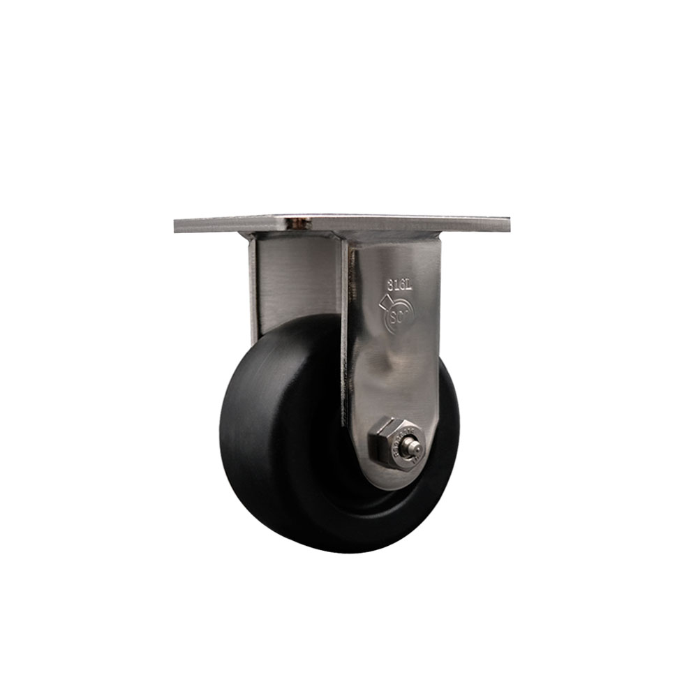 316 Stainless Steel Heavy Duty Rigid Top Plate Caster with 4 Inch Polyolefin Wheel and Delrin Bearings - 500 lbs. Capacity/Caster - Service Caster Brand — photo 1