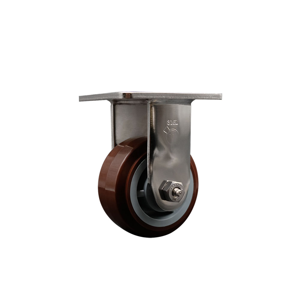 316 Stainless Steel Heavy Duty Rigid Top Plate Caster with 4 Inch Polyurethane Wheel - 600 lbs. Capacity/Caster - Service Caster Brand — photo 1