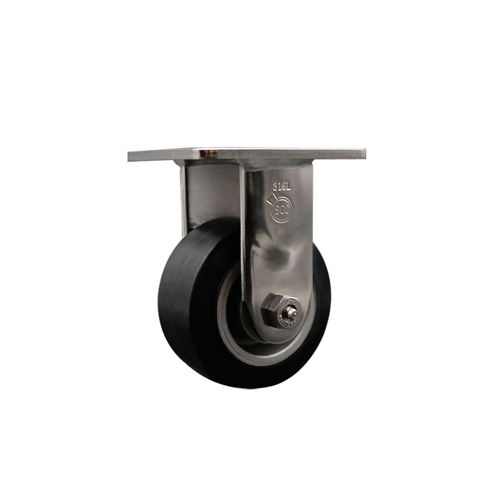 316 Stainless Steel Heavy Duty Rigid Top Plate Caster with 4 Inch Rubber on Aluminum Wheel and Ball Bearings - 400 lbs. Capacity/Caster - Service Caster Brand — photo 1