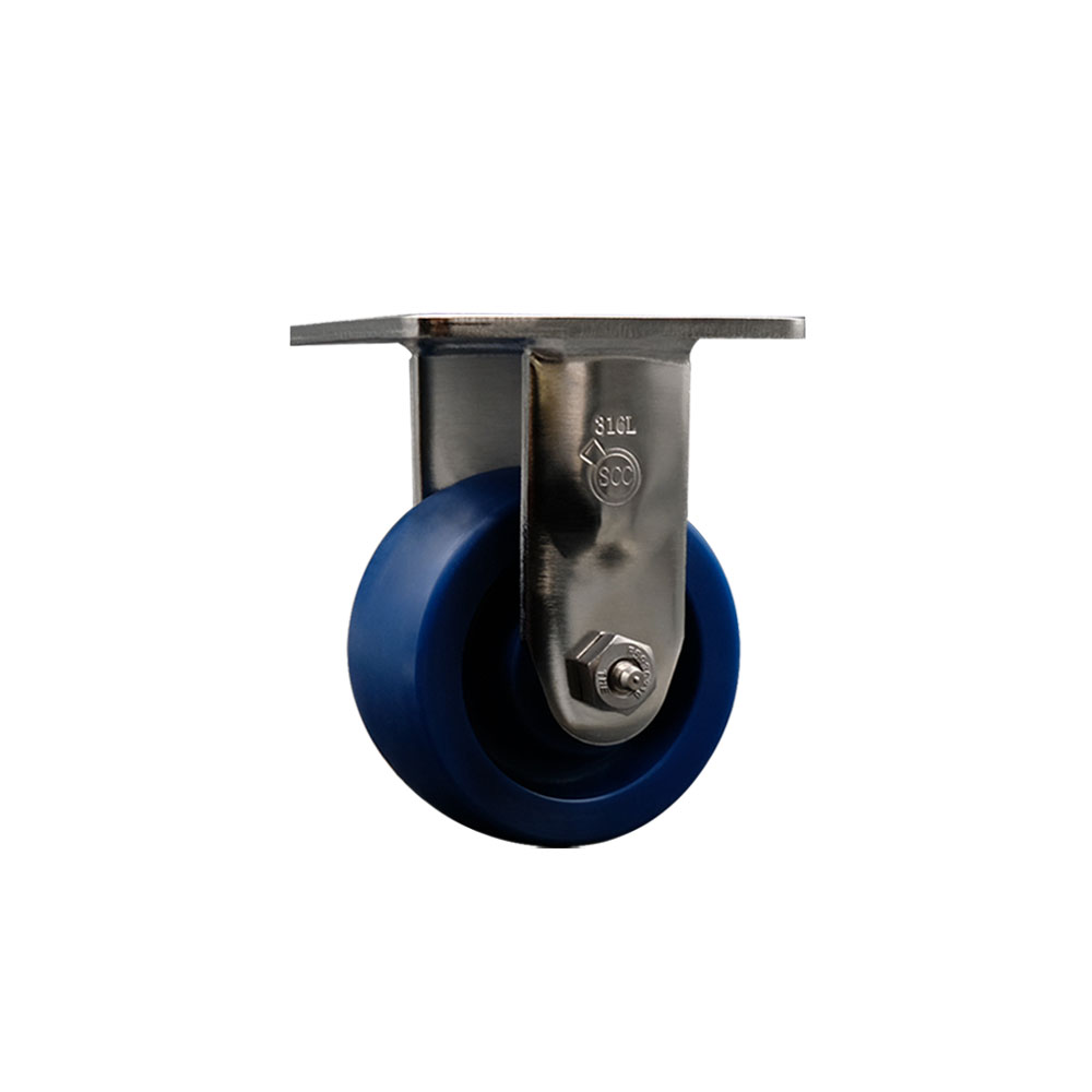 316 Stainless Steel Heavy Duty Rigid Top Plate Caster with 4 Inch Solid Polyurethane Wheel and Ball Bearings - 700 lbs. Capacity/Caster - Service Caster Brand — photo 1