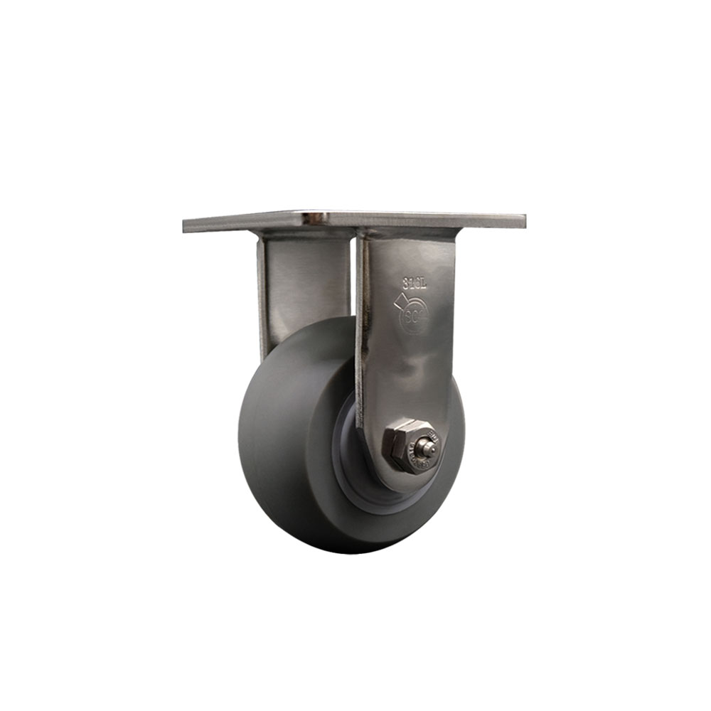 316 Stainless Steel Heavy Duty Rigid Top Plate Caster with 4 Inch Thermoplastic Rubber Donut Tread Wheel and Delrin Bearings - 300 lbs. Capacity/Caster - Service Caster Brand — photo 1