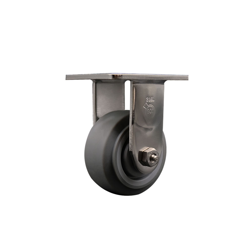 316 Stainless Steel Heavy Duty Rigid Top Plate Caster with 4 Inch Thermoplastic Rubber Flat Tread Wheel and Ball Bearings - 300 lbs. Capacity/Caster - Service Caster Brand — photo 1