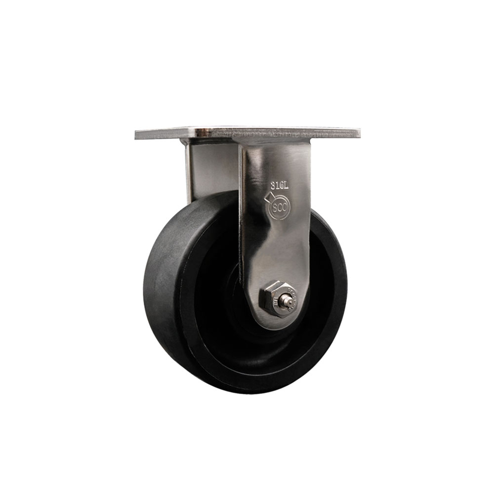 316 Stainless Steel Heavy Duty Rigid Top Plate Caster with 5 Inch Glass Filled Nylon Wheel and Delrin Bearings - 1,250 lbs. Capacity/Caster - Service Caster Brand — photo 1