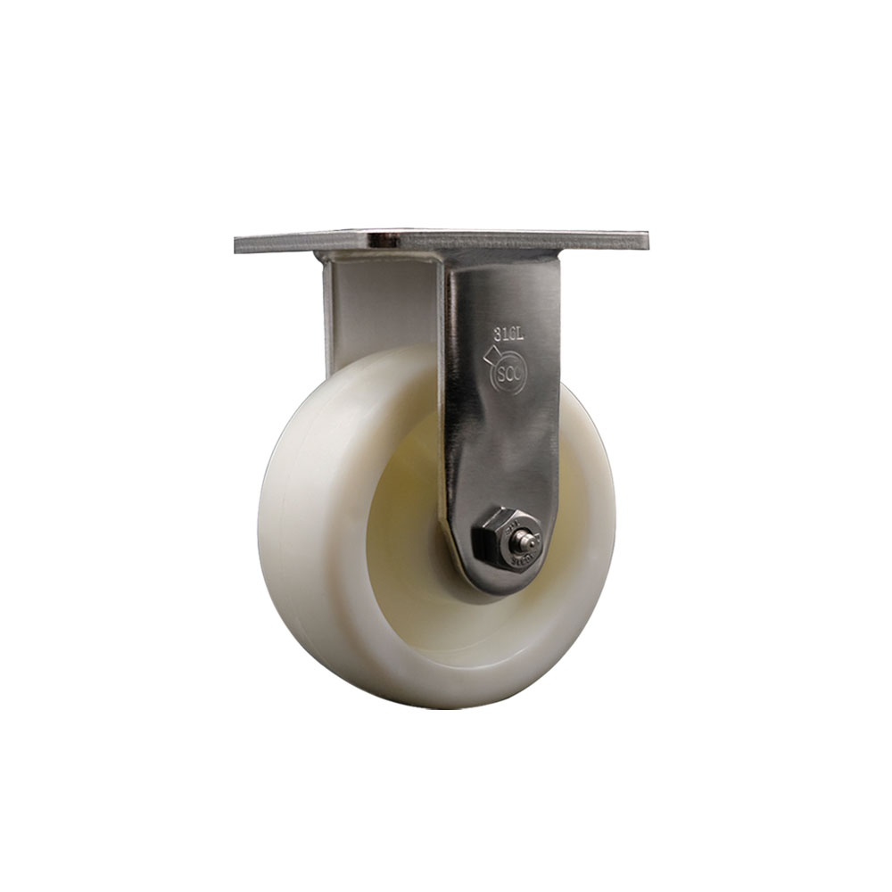 316 Stainless Steel Heavy Duty Rigid Top Plate Caster with 5 Inch Nylon Wheel and Delrin Bearings - 900 lbs. Capacity/Caster - Service Caster Brand — photo 1