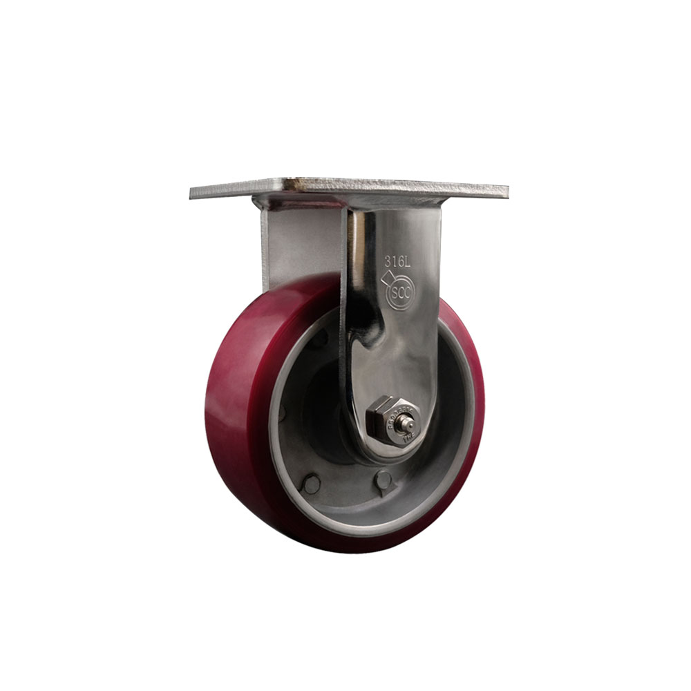 316 Stainless Steel Heavy Duty Rigid Top Plate Caster with 5 Inch Polyurethane on Aluminum Wheel - 900 lbs. Capacity/Caster - Service Caster Brand — photo 1