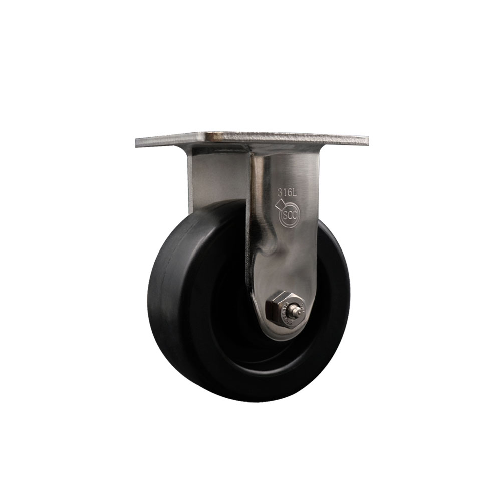 316 Stainless Steel Heavy Duty Rigid Top Plate Caster with 5 Inch Polyolefin Wheel and Delrin Bearings - 650 lbs. Capacity/Caster - Service Caster Brand — photo 1