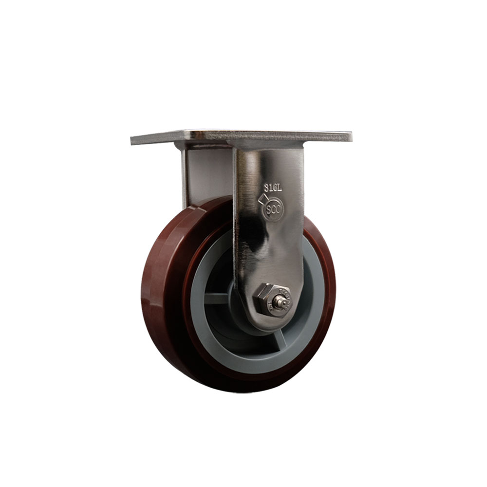 316 Stainless Steel Heavy Duty Rigid Top Plate Caster with 5 Inch Polyurethane Wheel - 750 lbs. Capacity/Caster - Service Caster Brand — photo 1