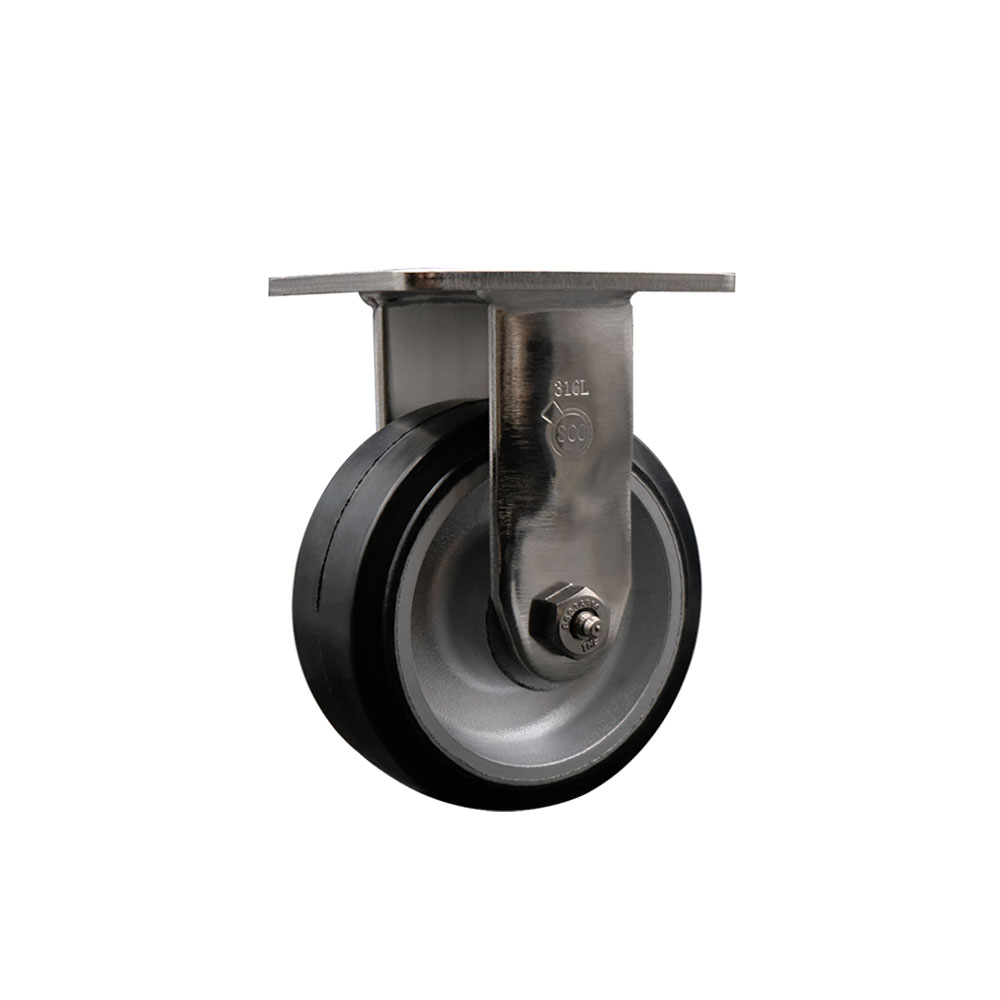 316 Stainless Steel Heavy Duty Rigid Top Plate Caster with 5 Inch Rubber on Aluminum Wheel and Ball Bearings - 500 lbs. Capacity/Caster - Service Caster Brand — photo 1
