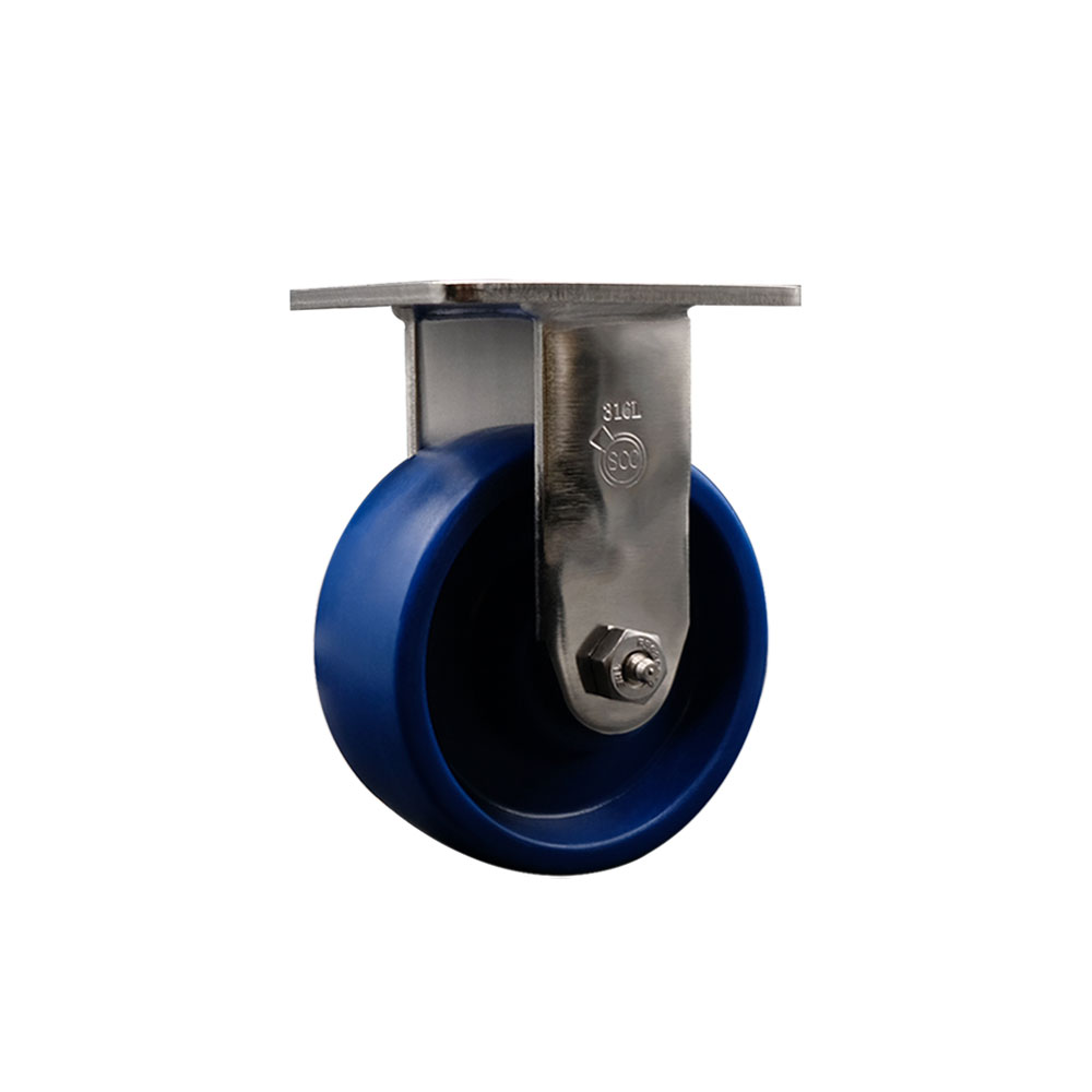 316 Stainless Steel Heavy Duty Rigid Top Plate Caster with 5 Inch Solid Polyurethane Wheel - 1,000 lbs. Capacity/Caster - Service Caster Brand — photo 1
