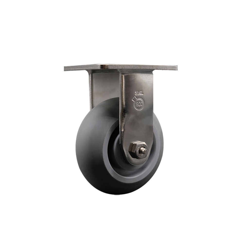316 Stainless Steel Heavy Duty Rigid Top Plate Caster with 5 Inch Thermoplastic Rubber Donut Tread Wheel and Ball Bearings - 350 lbs. Capacity/Caster - Service Caster Brand — photo 1