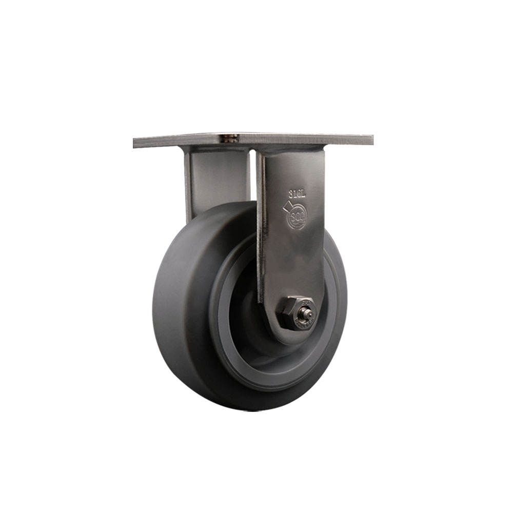 316 Stainless Steel Heavy Duty Rigid Top Plate Caster with 5 Inch Thermoplastic Rubber Flat Tread Wheel - 350 lbs. Capacity/Caster - Service Caster Brand — photo 1
