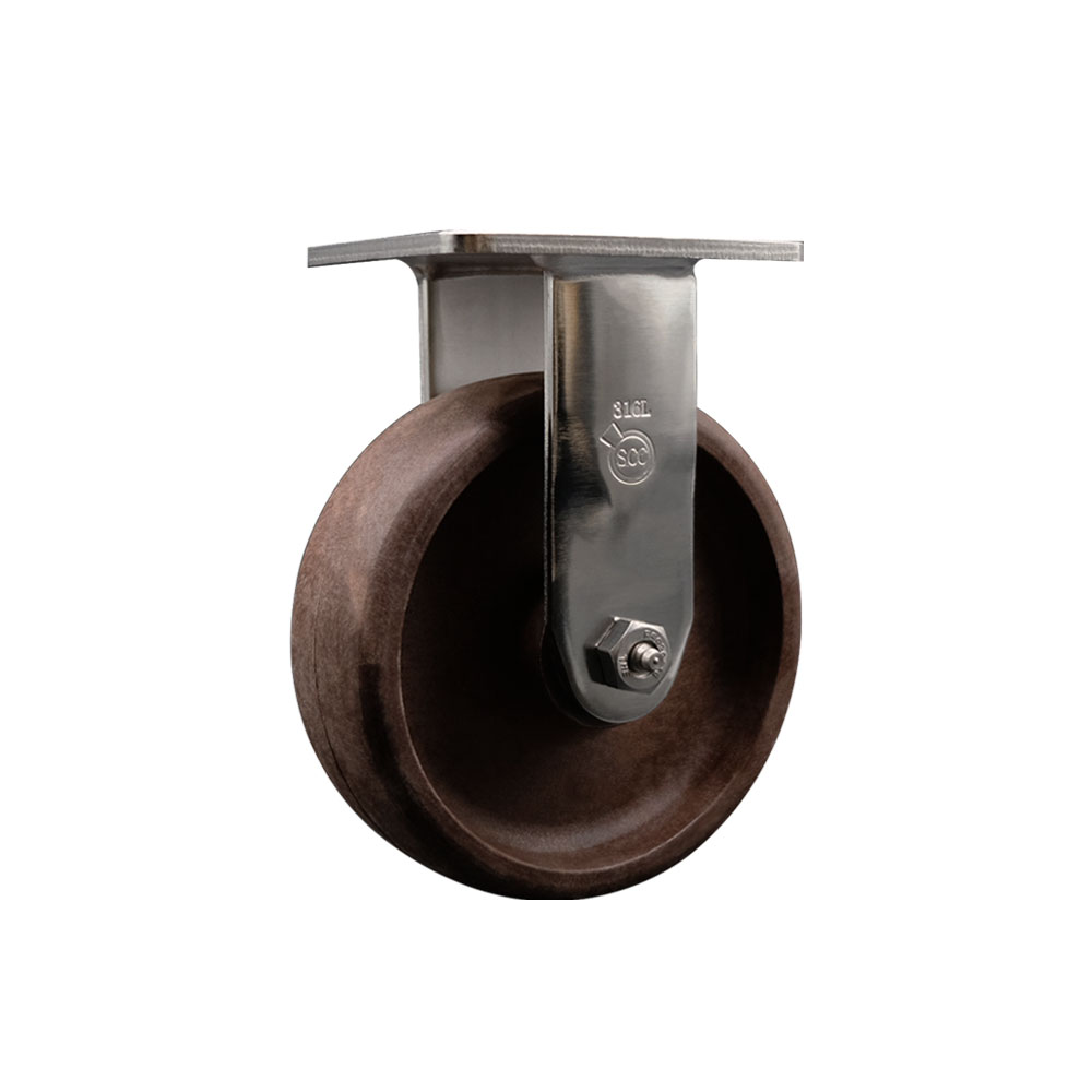 316 Stainless Steel Heavy Duty Rigid Top Plate Caster with 6 Inch High Temperature Glass Filled Nylon Wheel - 1,100 lbs. Capacity/Caster - Service Caster Brand — photo 1