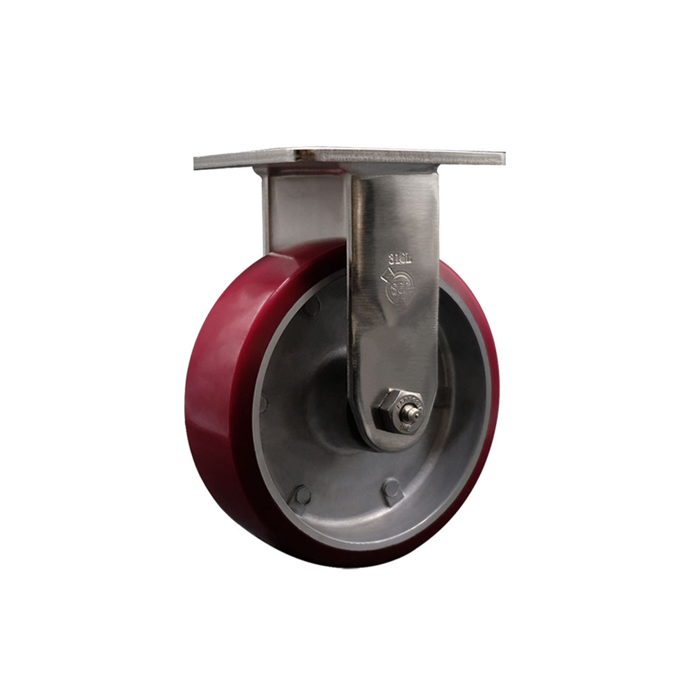 316 Stainless Steel Heavy Duty Rigid Top Plate Caster with 6 Inch Polyurethane on Aluminum Wheel - 1,200 lbs. Capacity/Caster - Service Caster Brand — photo 1