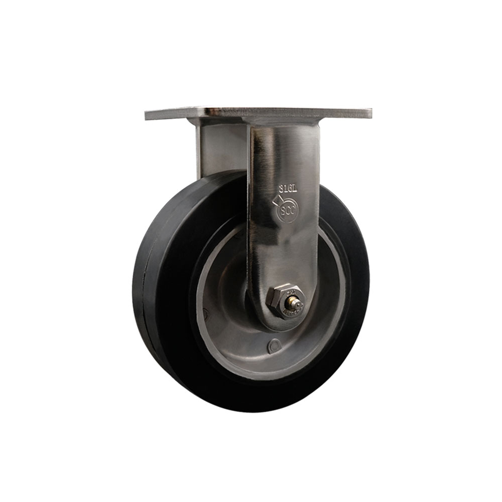 316 Stainless Steel Heavy Duty Rigid Top Plate Caster with 6 Inch Rubber on Aluminum Wheel - 550 lbs. Capacity/Caster - Service Caster Brand — photo 1