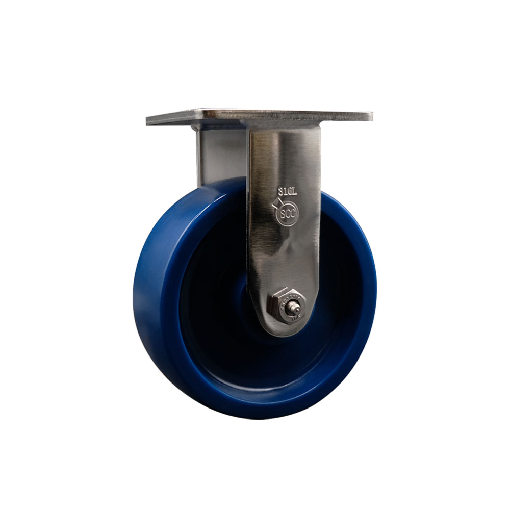 316 Stainless Steel Heavy Duty Rigid Top Plate Caster with 6 Inch Solid Polyurethane Wheel and Delrin Bearings - 1,200 lbs. Capacity/Caster - Service Caster Brand — photo 1