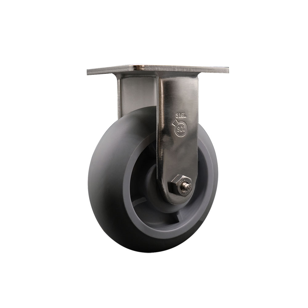 316 Stainless Steel Heavy Duty Rigid Top Plate Caster with 6 Inch Thermoplastic Rubber Donut Tread Wheel and Ball Bearings - 500 lbs. Capacity/Caster - Service Caster Brand — photo 1