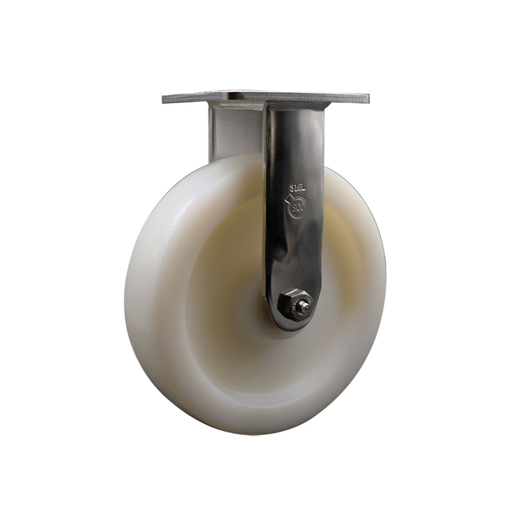316 Stainless Steel Heavy Duty Rigid Top Plate Caster with 8 Inch Nylon Wheel and Delrin Bearings - 1,250 lbs. Capacity/Caster - Service Caster Brand — photo 1