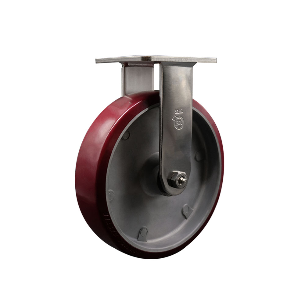 316 Stainless Steel Heavy Duty Rigid Top Plate Caster with 8 Inch Polyurethane on Aluminum Wheel - 1,250 lbs. Capacity/Caster - Service Caster Brand — photo 1
