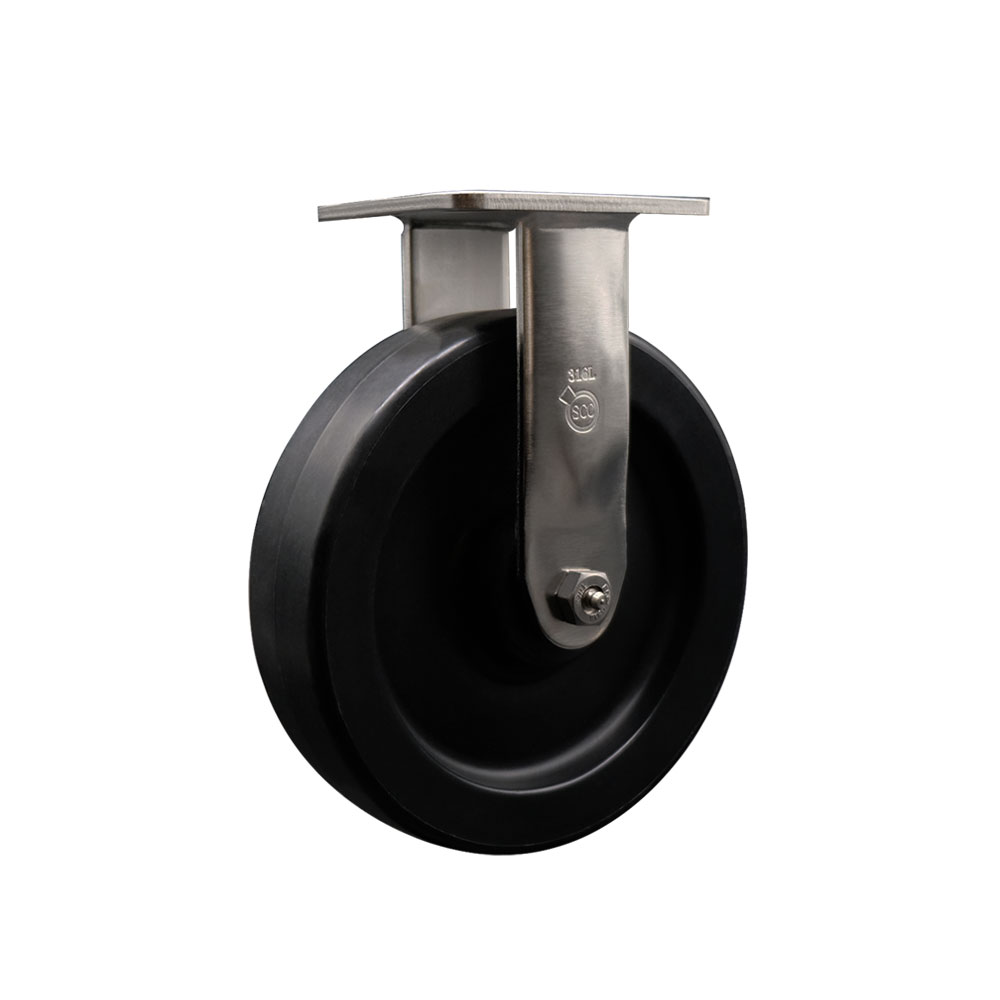 316 Stainless Steel Heavy Duty Rigid Top Plate Caster with 8 Inch Polyolefin Wheel and Delrin Bearings - 900 lbs. Capacity/Caster - Service Caster Brand — photo 1