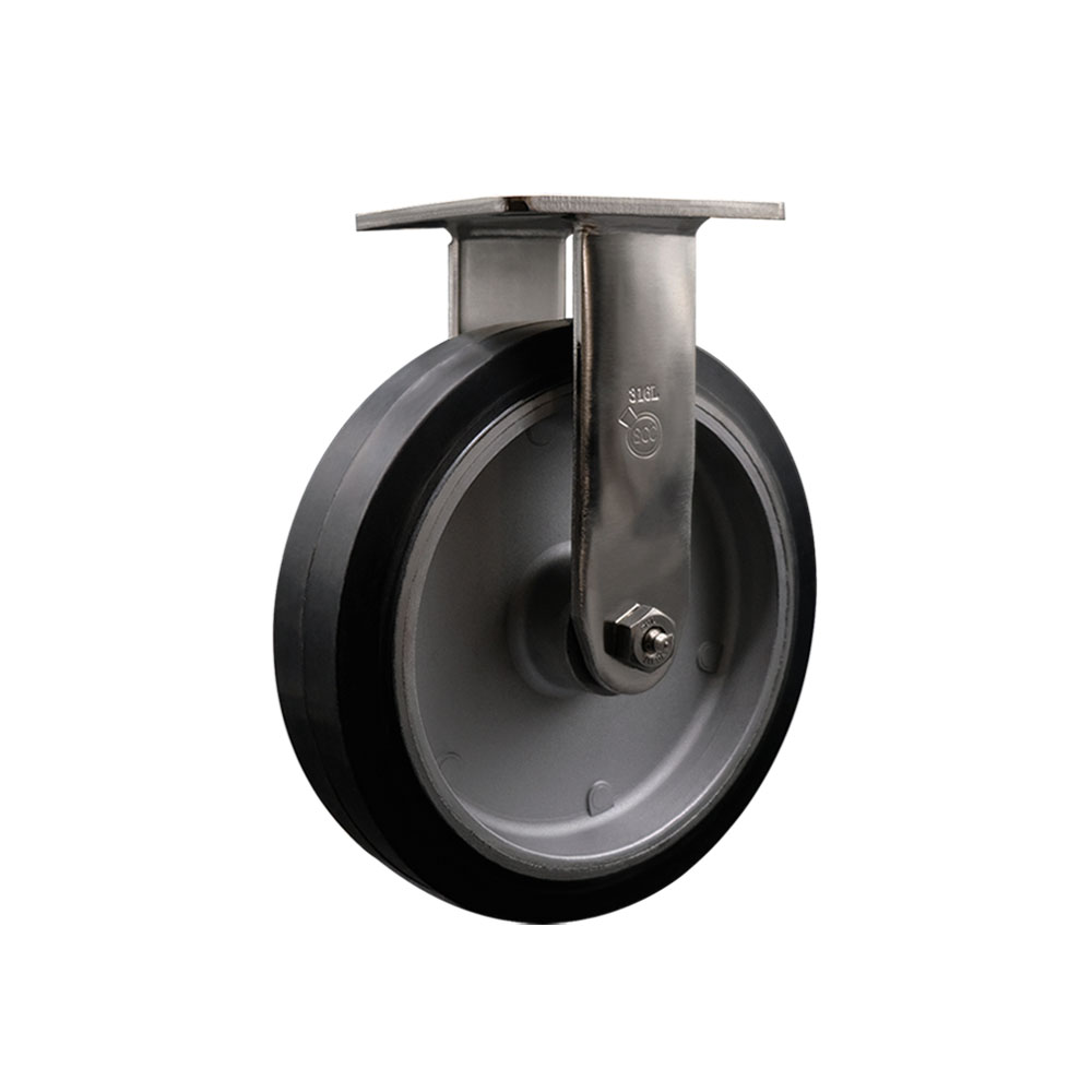 316 Stainless Steel Heavy Duty Rigid Top Plate Caster with 8 Inch Rubber on Aluminum Wheel and Delrin Bearings - 600 lbs. Capacity/Caster - Service Caster Brand — photo 1