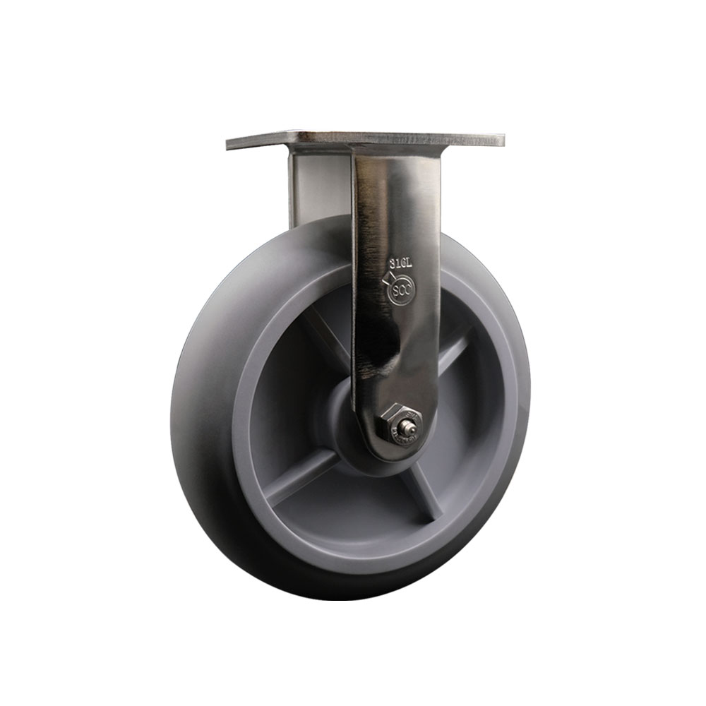 316 Stainless Steel Heavy Duty Rigid Top Plate Caster with 8 Inch Thermoplastic Rubber Donut Tread Wheel and Ball Bearings - 600 lbs. Capacity/Caster - Service Caster Brand — photo 1