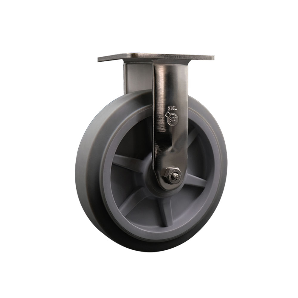 316 Stainless Steel Heavy Duty Rigid Top Plate Caster with 8 Inch Thermoplastic Rubber Flat Tread Wheel - 600 lbs. Capacity/Caster - Service Caster Brand — photo 1