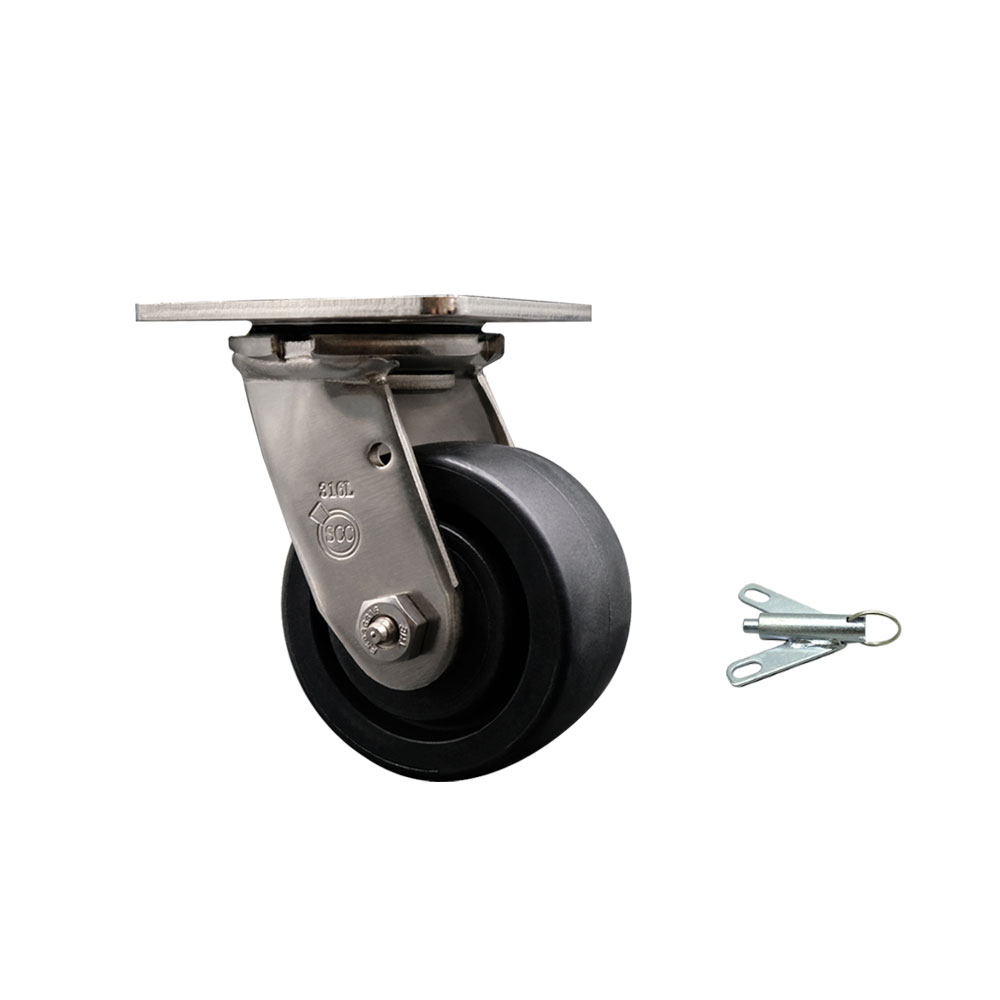 316 Stainless Steel Heavy Duty Swivel Top Plate Caster with Bolt on Swivel Lock and 4 Inch Glass Filled Nylon Wheel - 1,200 lbs. Capacity/Caster - Service Caster Brand — photo 1