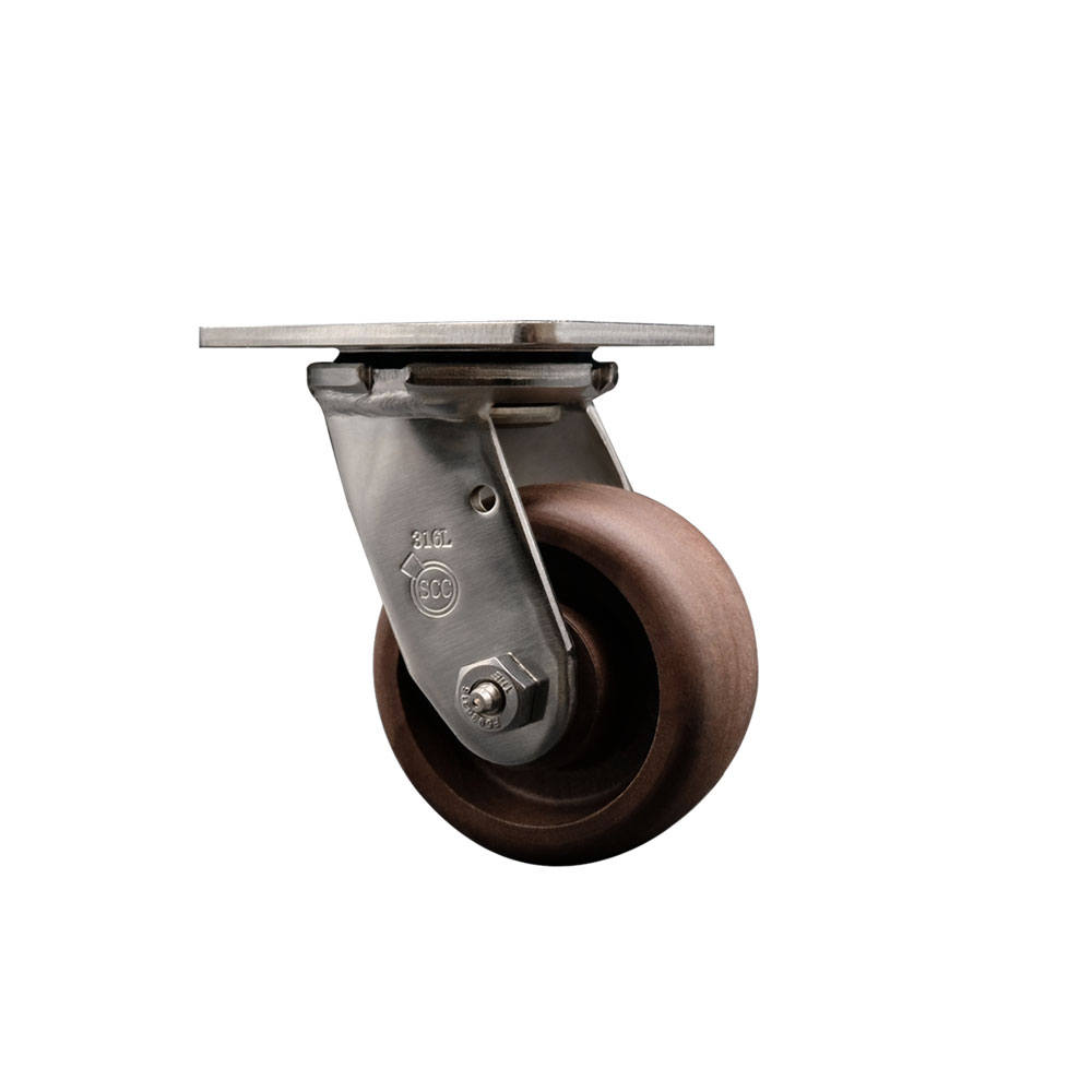 316 Stainless Steel Heavy Duty Swivel Top Plate Caster with 4 Inch High Temperature Glass Filled Nylon Wheel - 600 lbs. Capacity/Caster - Service Caster Brand — photo 1