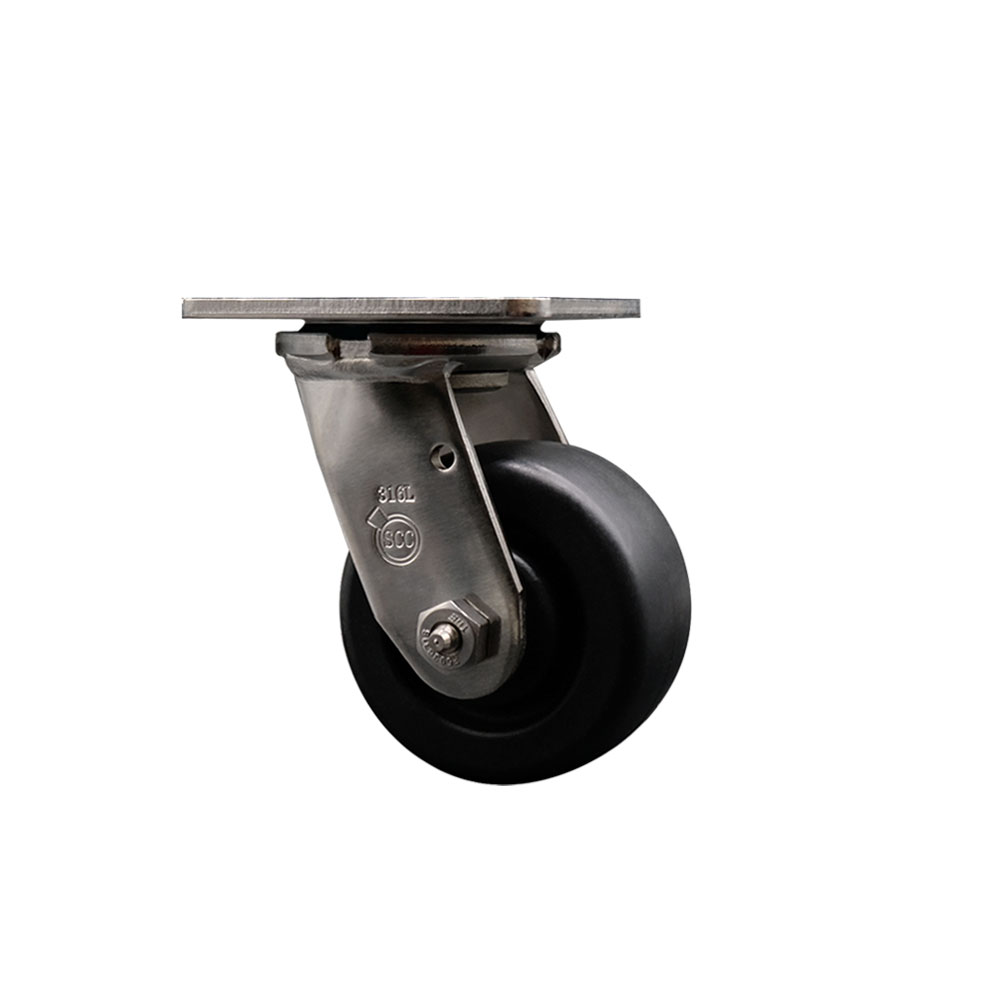 316 Stainless Steel Heavy Duty Swivel Top Plate Caster with 4 Inch Polyolefin Wheel - 500 lbs. Capacity/Caster - Service Caster Brand — photo 1