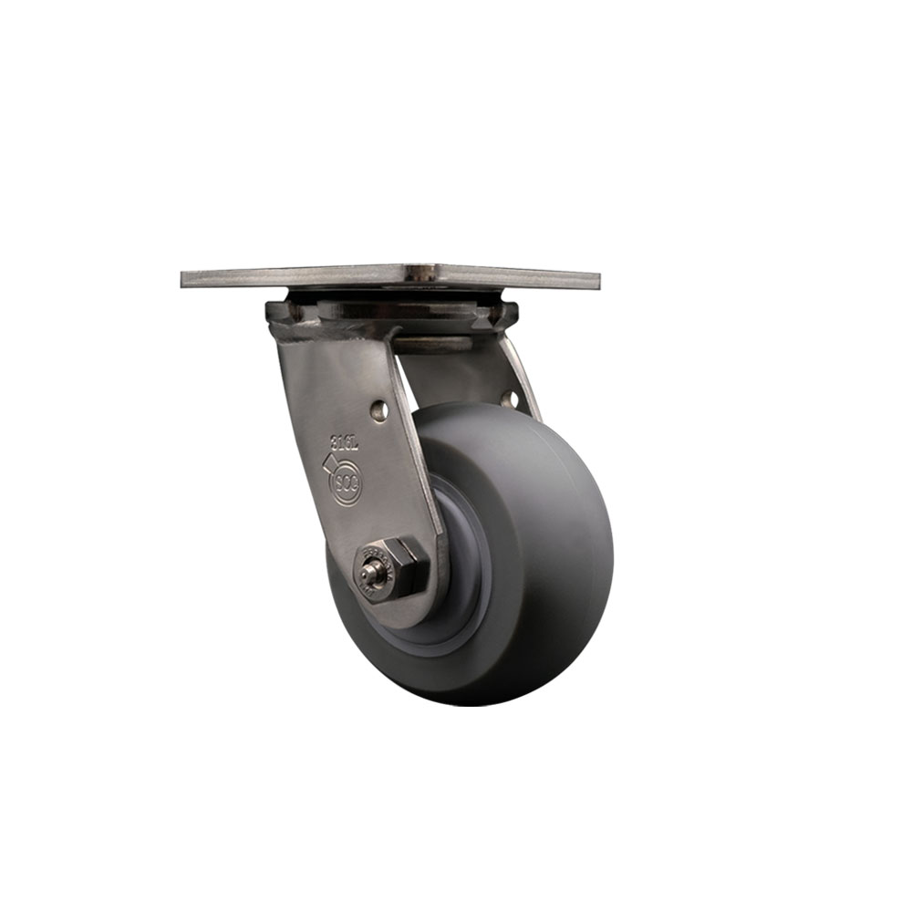 316 Stainless Steel Heavy Duty Swivel Top Plate Caster with 4 Inch Thermoplastic Rubber Donut Tread Wheel - 300 lbs. Capacity/Caster - Service Caster Brand — photo 1
