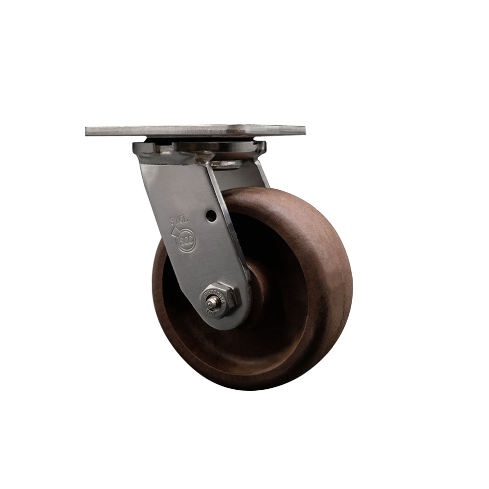 316 Stainless Steel Heavy Duty Swivel Top Plate Caster with 5 Inch High Temperature Glass Filled Nylon Wheel - 1,000 lbs. Capacity/Caster - Service Caster Brand — photo 1