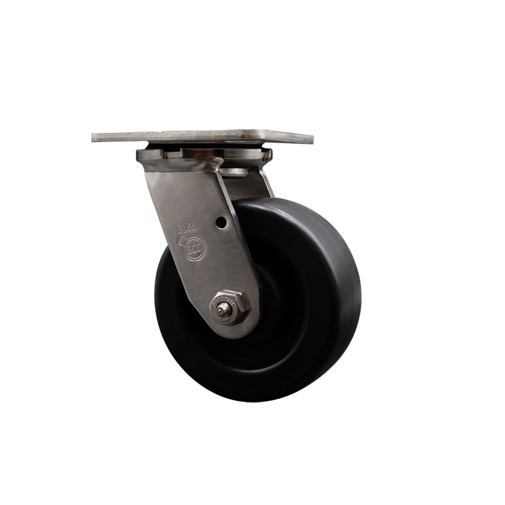 316 Stainless Steel Heavy Duty Swivel Top Plate Caster with 5 Inch Polyolefin Wheel and Delrin Bearings - 650 lbs. Capacity/Caster - Service Caster Brand — photo 1