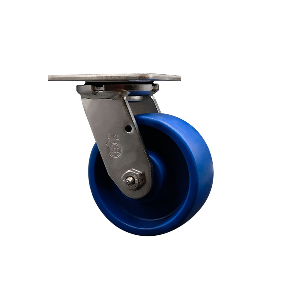 316 Stainless Steel Heavy Duty Swivel Top Plate Caster with 5 Inch Solid Polyurethane Wheel and Delrin Bearings - 1,000 lbs. Capacity/Caster - Service Caster Brand — photo 1