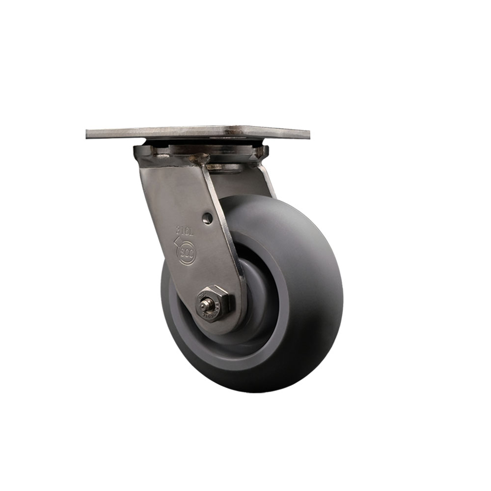 316 Stainless Steel Heavy Duty Swivel Top Plate Caster with 5 Inch Thermoplastic Rubber Donut Tread Wheel and Ball Bearings - 350 lbs. Capacity/Caster - Service Caster Brand — photo 1