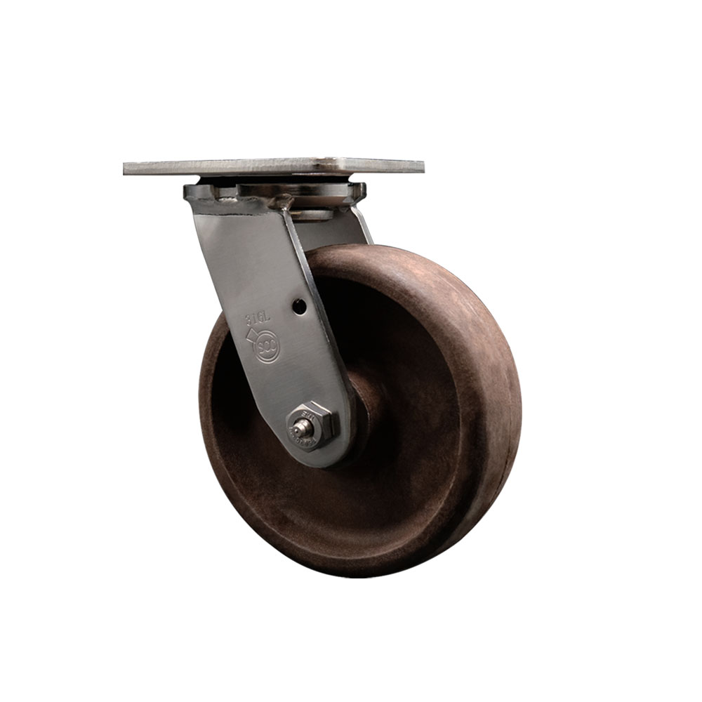 316 Stainless Steel Heavy Duty Swivel Top Plate Caster with 6 Inch High Temperature Glass Filled Nylon Wheel - 1,100 lbs. Capacity/Caster - Service Caster Brand — photo 1