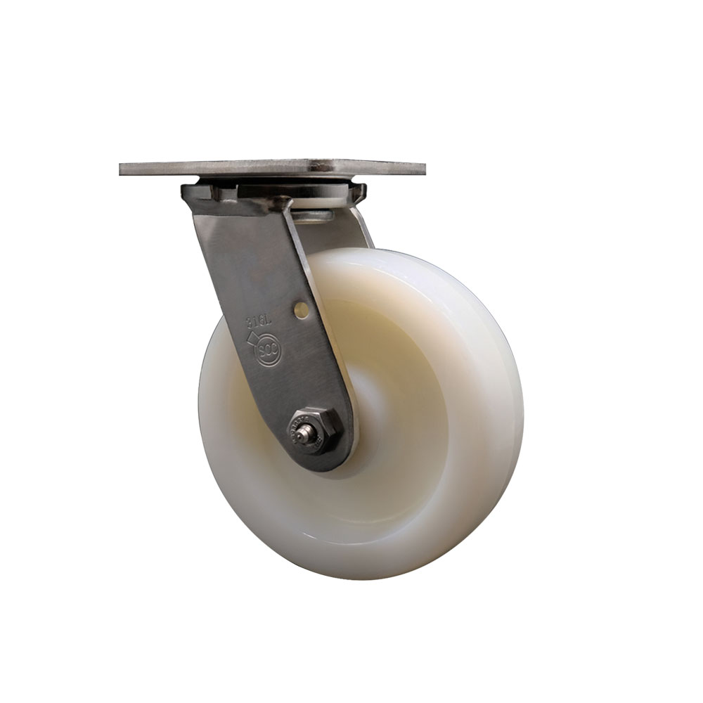 316 Stainless Steel Heavy Duty Swivel Top Plate Caster with 6 Inch Nylon Wheel and Delrin Bearings - 1,250 lbs. Capacity/Caster - Service Caster Brand — photo 1