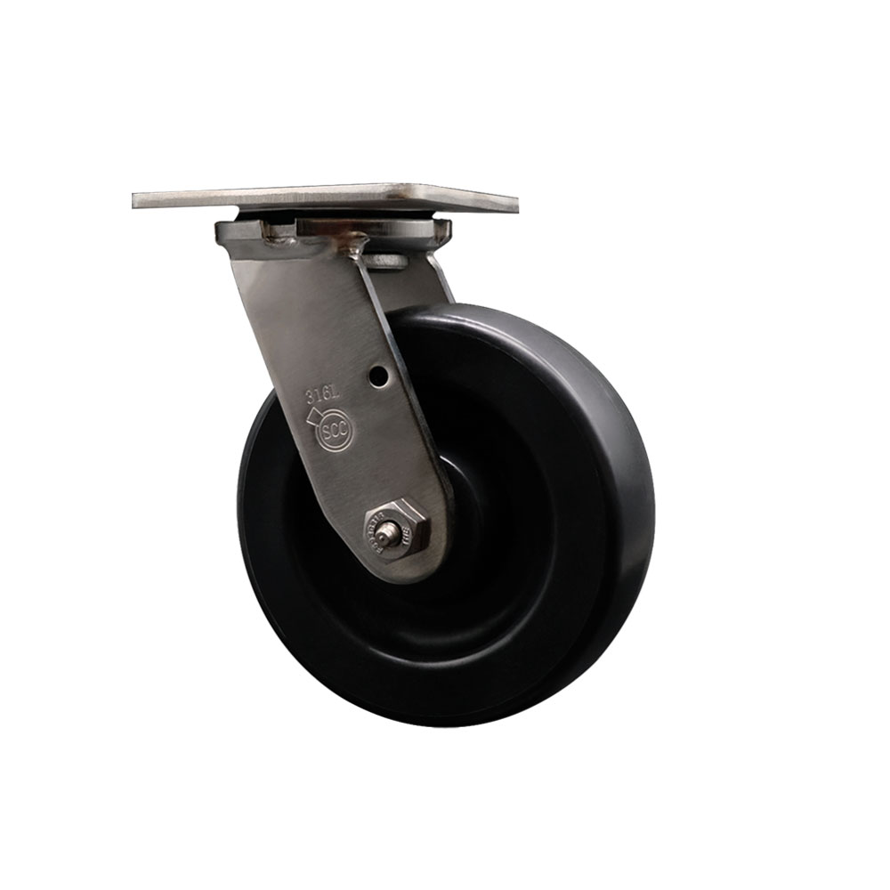 316 Stainless Steel Heavy Duty Swivel Top Plate Caster with 6 Inch Polyolefin Wheel and Ball Bearings - 700 lbs. Capacity/Caster - Service Caster Brand — photo 1